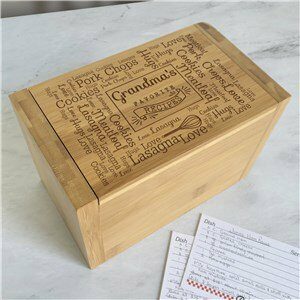 Engraved Favorite Recipes Word-Art Recipe Box