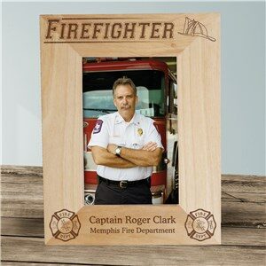 Engraved Firefighter Wood Picture Frame