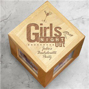 Engraved Girls Night Out Wooden Photo Cube