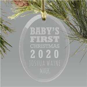 Engraved Glass Baby's First Christmas Ornament