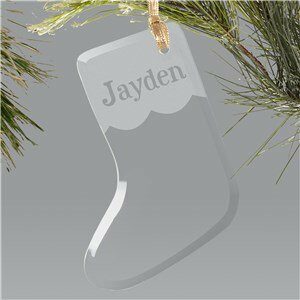 Engraved Glass Stocking Holiday Ornament