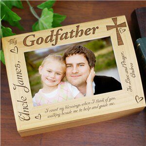 Engraved Godparent Wood Photo Keepsake Box