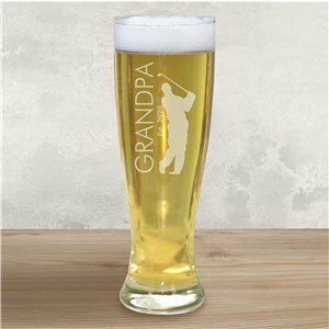 Engraved Golfer Glass Pilsner