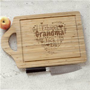 Engraved Grandma's Heart Word-Art Cutting Board