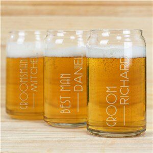 Engraved Groomsmen Beer Can Glass