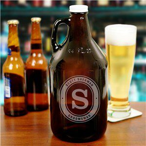 Engraved Groomsmen Glass Growler