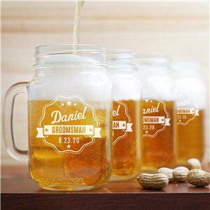 Engraved Groomsmen Glass Mason Jar