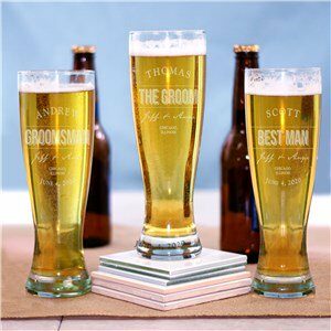 Engraved Groomsmen Pilsner Glass