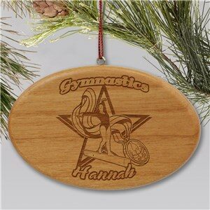 Engraved Gymnastics Christmas Ornament Wood