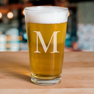 Engraved Initial Beer Glass