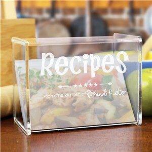 Engraved Kitchen Recipe Acrylic Recipe Box