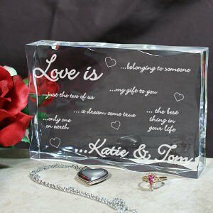 Engraved Love Is. Keepsake Block