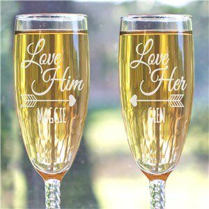 Engraved Love You Flute Set