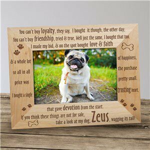 Engraved Loyal Dog Wood Picture Frame