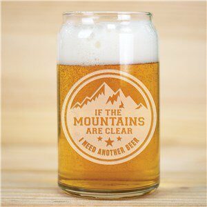 Engraved Mountains Are Clear Beer Can Glass