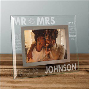 Engraved Mr. and Mrs. Glass Picture Frame