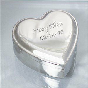 Engraved Name Silver Heart Jewelry Box