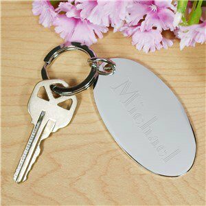 Engraved Name Silver Keychain