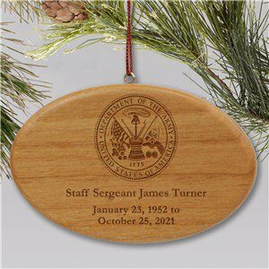 Engraved U.S. Army Memorial Ornament