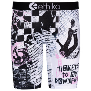 Ethika Mens Ethika Graphic Brief - Mens White/Black Size L