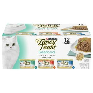 Fancy Feast Seafood Classic Pate Collection Gourmet Wet Cat Food 3 Flavor - 3.0 oz x 12 pack