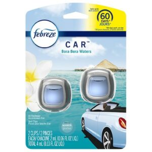 Febreze Car Odor-Eliminating Air Freshener Vent Clips Bora Bora Waters - 0.06 fl oz x 2 pack