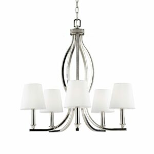 Feiss F2967/5 Pave 5 Light 1 Tier Chandelier Polished Nickel Indoor Lighting Chandeliers