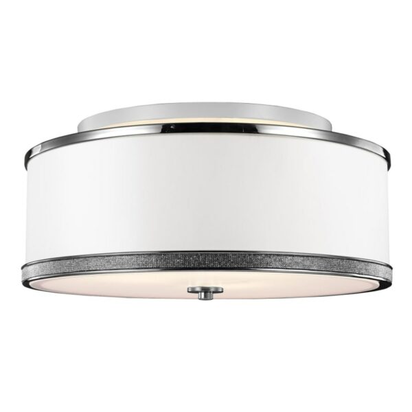 Feiss SF326 Pave 3 Light Semi-Flush Ceiling Fixture Polished Nickel Indoor Lighting Ceiling Fixtures Semi-Flush