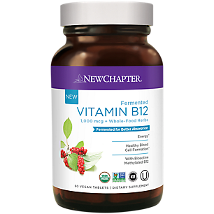 Fermented Vitamin B12 - 1,000 MCG + Whole-Food Herbs for Better Absorption (60 Vegan Tablets)
