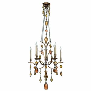 Fine Art Lamps 708640-1ST Encased Gems Eight-Light Two-Tier Chandelier with Multi-Color Crystal Accents Bronze Patina with Multicolor Crystal Indoor