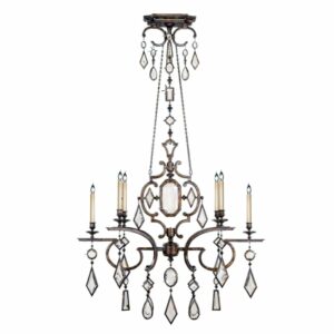 Fine Art Lamps 708940-3ST Encased Gems Six-Light 2 Tier Chandelier with Clear Crystal Accents Bronze Patina with Clear Crystal Indoor Lighting