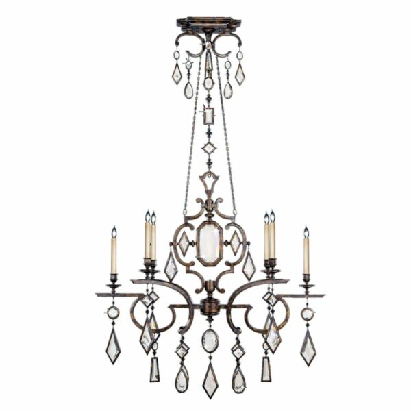 Fine Art Lamps 708940-3ST Encased Gems Six-Light 2 Tier Chandelier with Clear Crystal Accents Bronze Patina with Clear Crystal Indoor Lighting