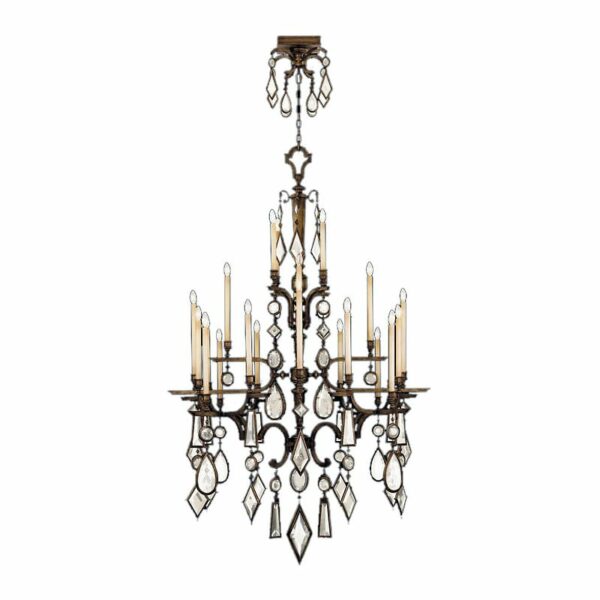 Fine Art Lamps 709440-3ST Encased Gems Twenty-Four-Light Three-Tier Chandelier with Clear Crystal Accents Bronze Patina with Clear Crystal Indoor