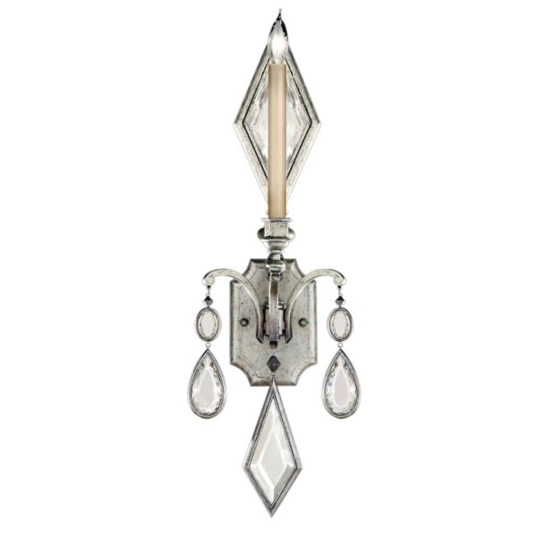 Fine Art Lamps 728750-3ST Encased Gems Single-Light Wall Sconce with Clear Crystal Accents Vintage Silver Leaf with Clear Crystal Indoor Lighting Wall