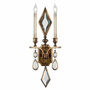 Fine Art Lamps 729150-1ST Encased Gems Two-Light Wall Sconce with Multi-Color Crystal Accents Variegated Gold Leaf with Multicolor Crystal Indoor