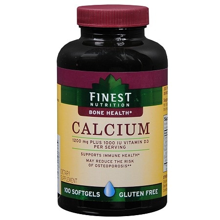 Finest Nutrition Calcium 1200 mg plus Vitamin D3 1000 IU Dietary Supplement Softgels - 100.0 ea