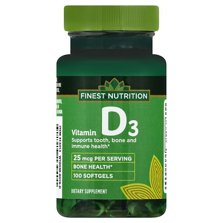 Finest Nutrition D3 Vitamin 1000 IU Dietary Supplement Softgels - 100.0 ea