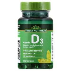 Finest Nutrition D3 Vitamin 2000 IU Dietary Supplement Softgels - 75.0 ea
