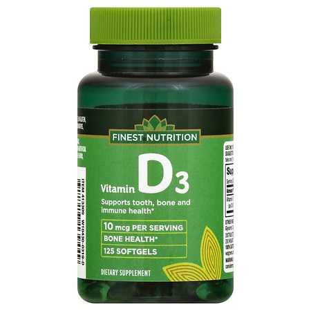 Finest Nutrition D3 Vitamin 400 IU Dietary Supplement Softgels - 125.0 ea