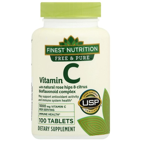 Finest Nutrition Free & Pure Vitamin C 1000 mg with Rose Hips & Bioflavonoid - 100.0 ea