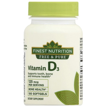 Finest Nutrition Free & Pure Vitamin D 5000 IU Softgels - 100.0 ea