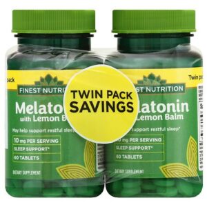 Finest Nutrition Melatonin 10 mg with Lemon Balm Twin Pack - 60.0 ea x 2 pack