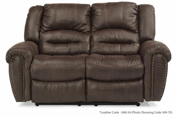 Flexsteel Town Camel Leather Reclining Loveseat