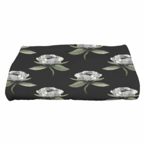 Floral Bunch 28"x58" Black Floral Bath Towel