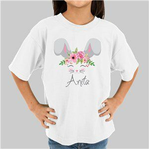 Flower Crowned Bunny Personalized Girl T-Shirt