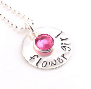 Flower Girl Hand Stamped Necklace