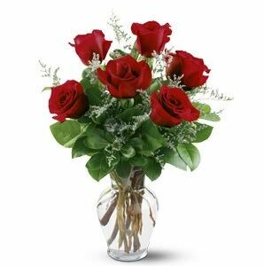Flowers - 1/2 Dozen Red Rose Bouquet - Regular