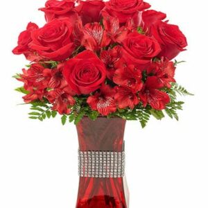 Flowers - Bejeweled Bouquet of Red - Regular