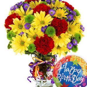 Flowers - Best Wishes Bouquet with Birthday Balloon - Regular