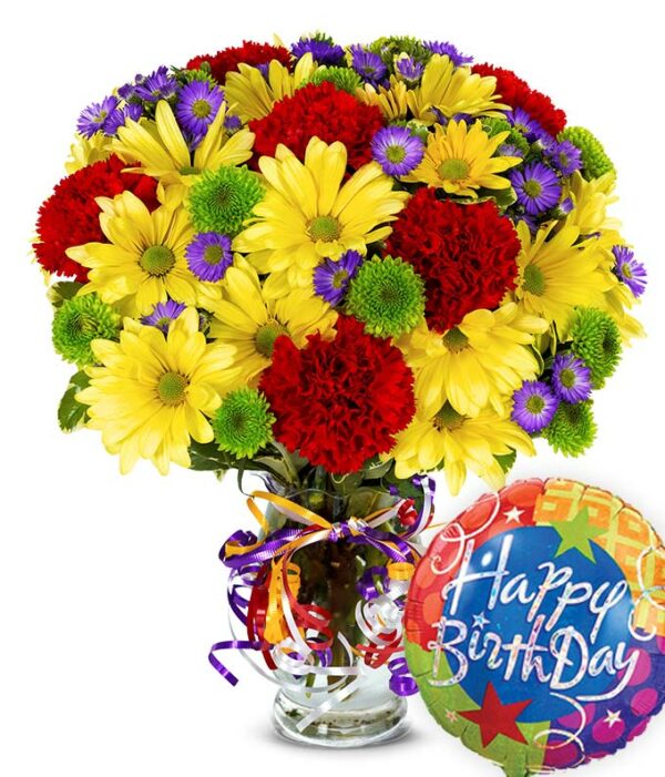 Flowers - Best Wishes Bouquet with Birthday Balloon - Regular